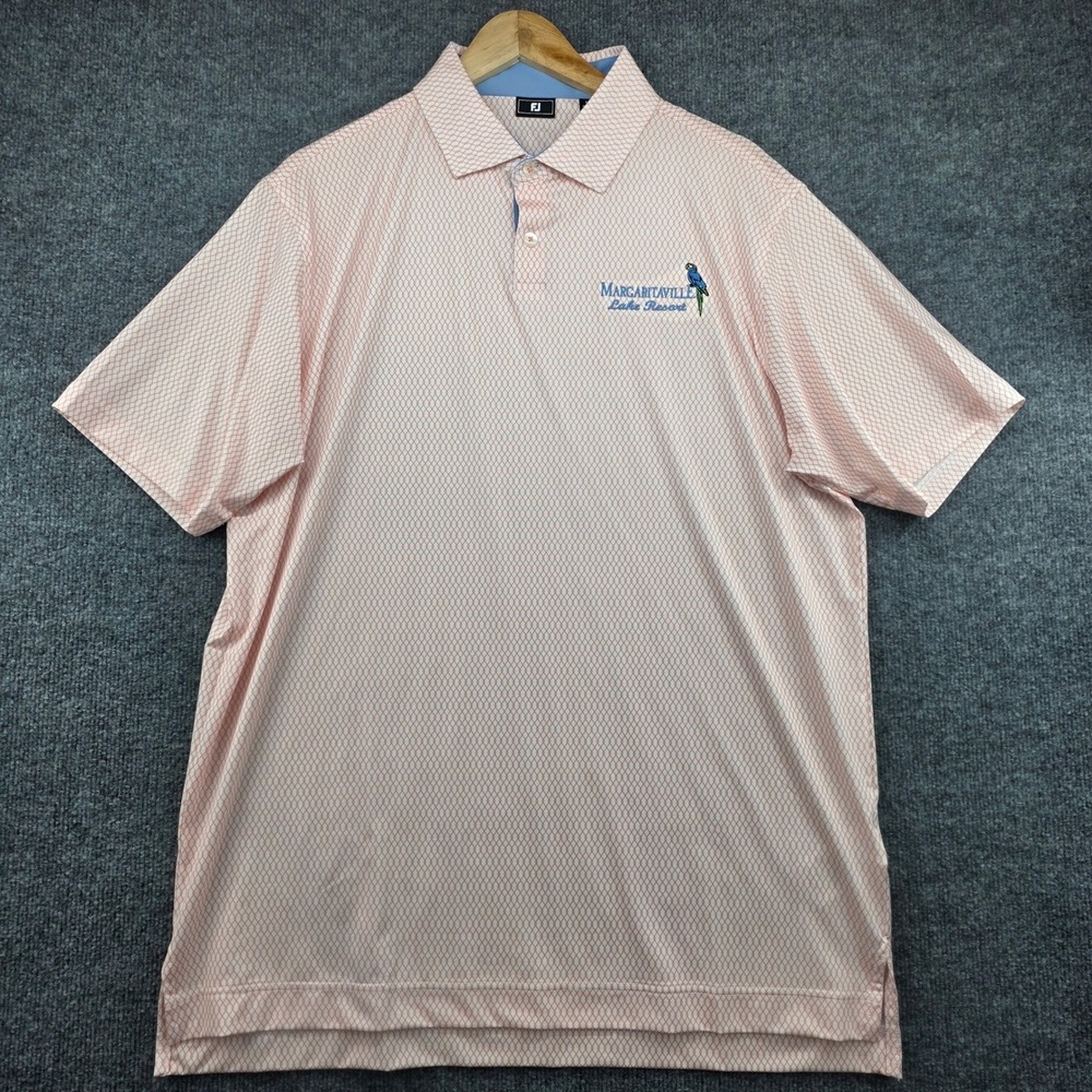 FootJoy Margaritaville Lake Resort Polo‎ Shirt Mens Large Peach Diamond 33197